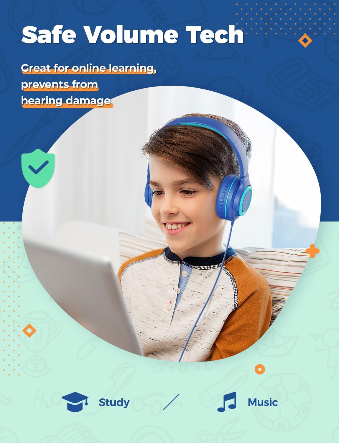 Kids Wired Headphones 2 Pack Safe Volume Foldable 3.5mm