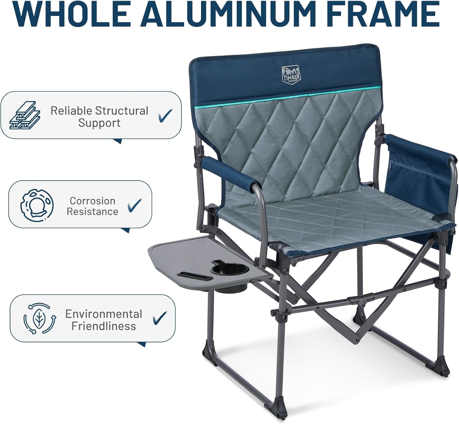 2 Pack Heavy Duty Folding Directors Camping Chairs Blue