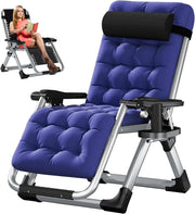 Heavy Duty Zero Gravity Garden Recliner Chair Navy Blue