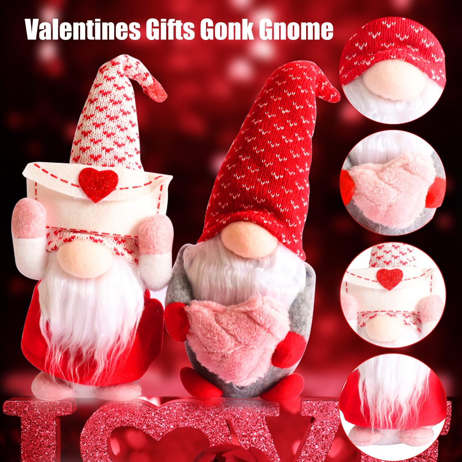 Valentines Gnome Plush Dolls Set Mr and Mrs Table Decor Gift
