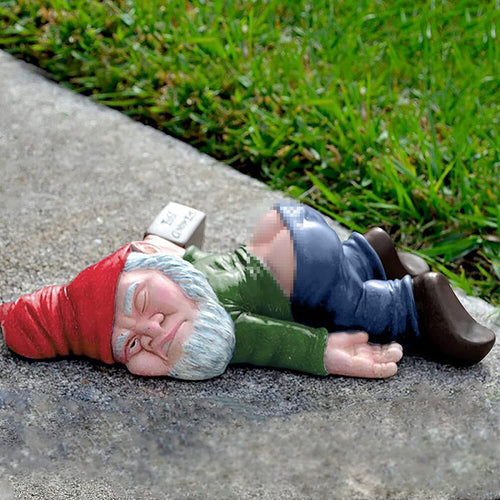 Funny Garden Gnome Statue Naughty Resin Outdoor Indoor Decor