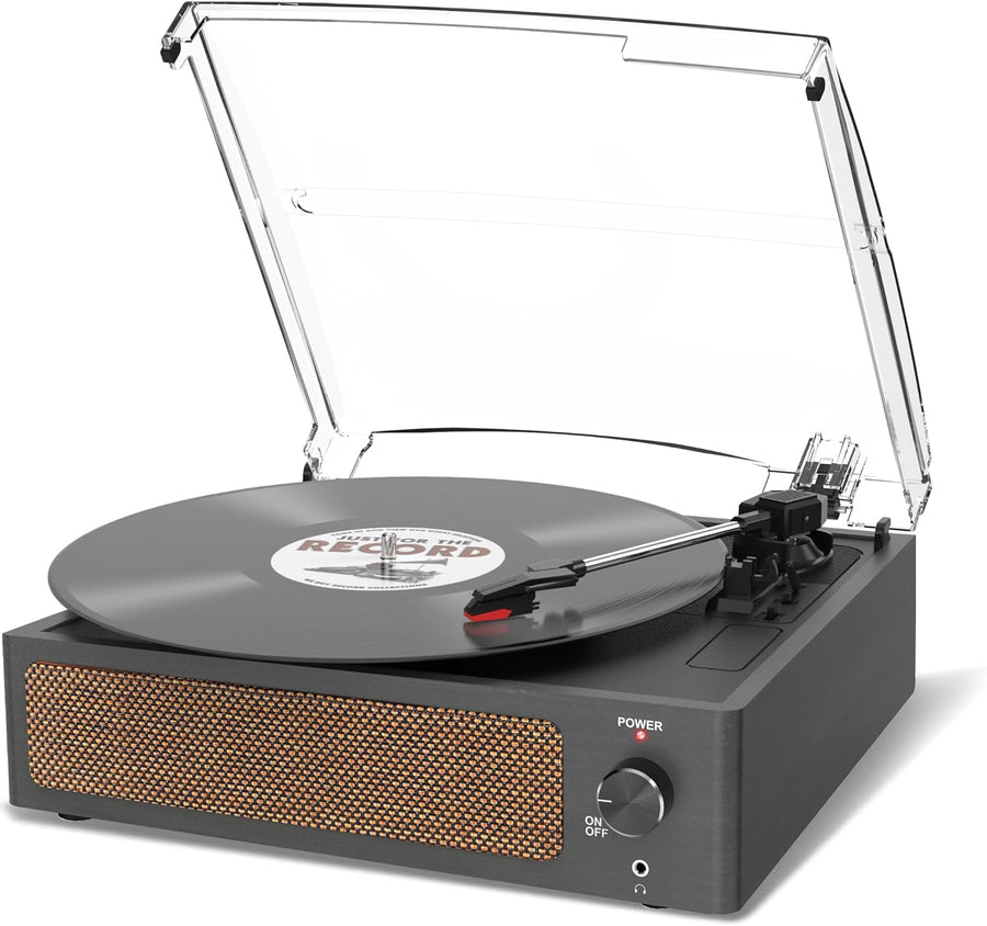 Vintage Vinyl Record Player Turntable Bluetooth AUX RCA Built-In Speaker