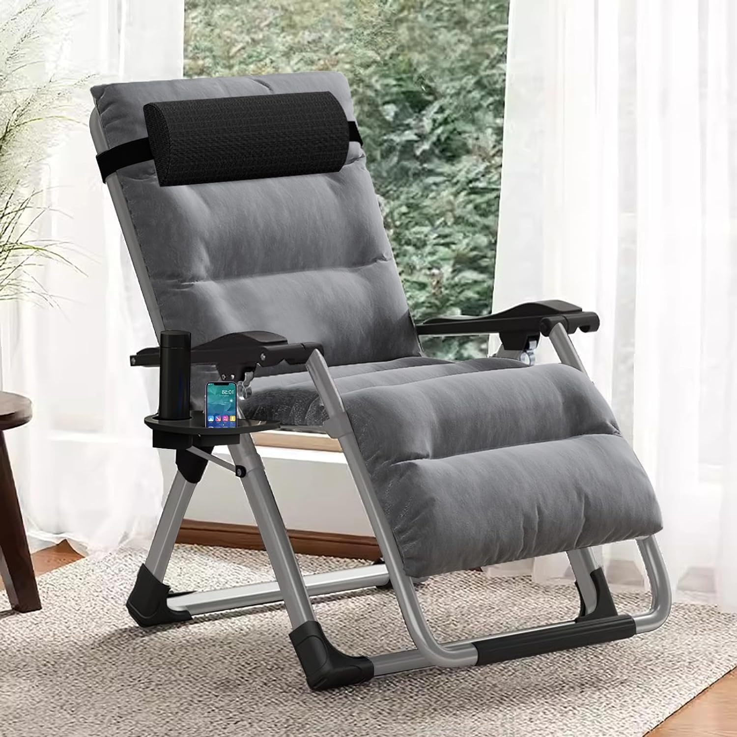 Heavy Duty Zero Gravity Sun Lounger Grey 200KG