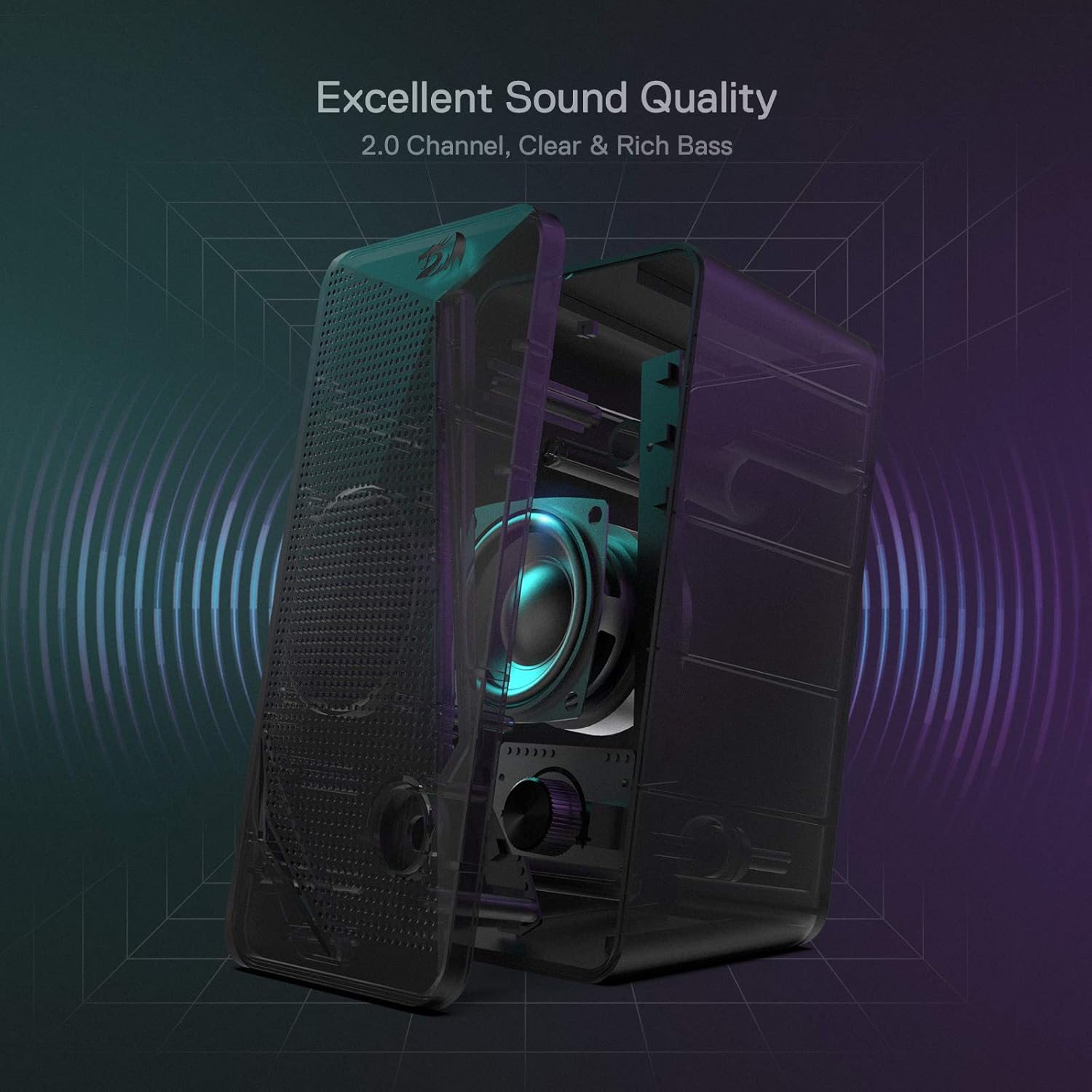 PC Speakers RGB Stereo USB Powered Desktop Audio Bass Control