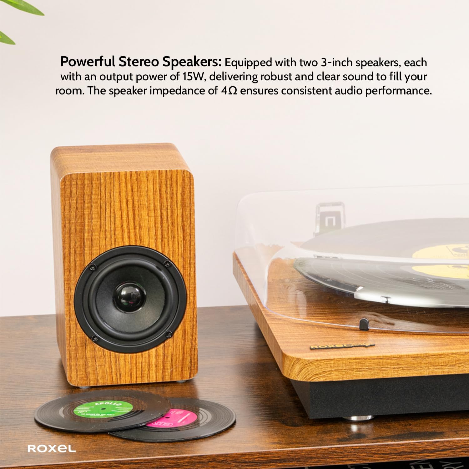 3-Speed Bluetooth Turntable with Stereo Speakers & Belt Drive