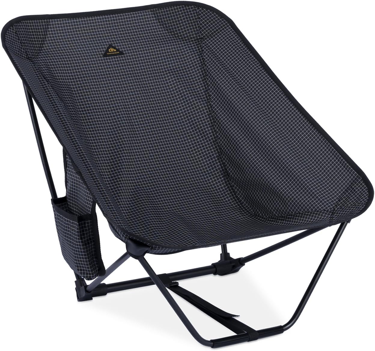 Ultralight Low Camping Chair with Carry Bag Black Grid