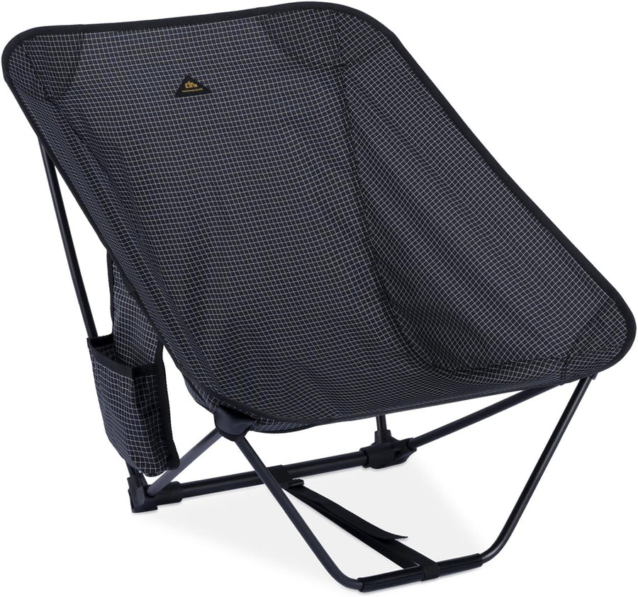 Ultralight Low Camping Chair with Carry Bag Black Grid