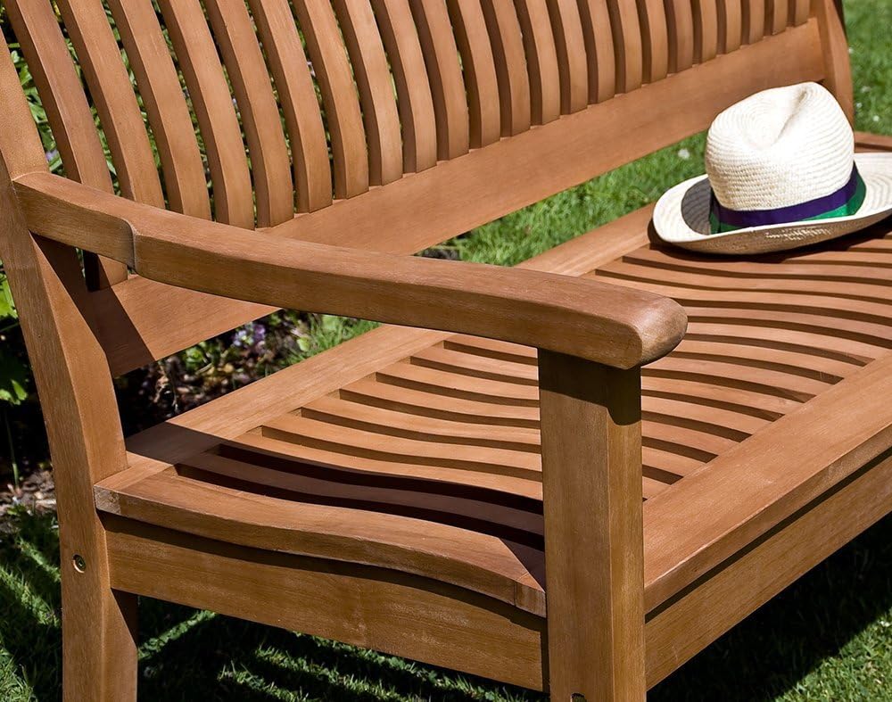 2 Seater Hardwood Garden Bench 1.2m Patio Outdoor Seat Honey Brown