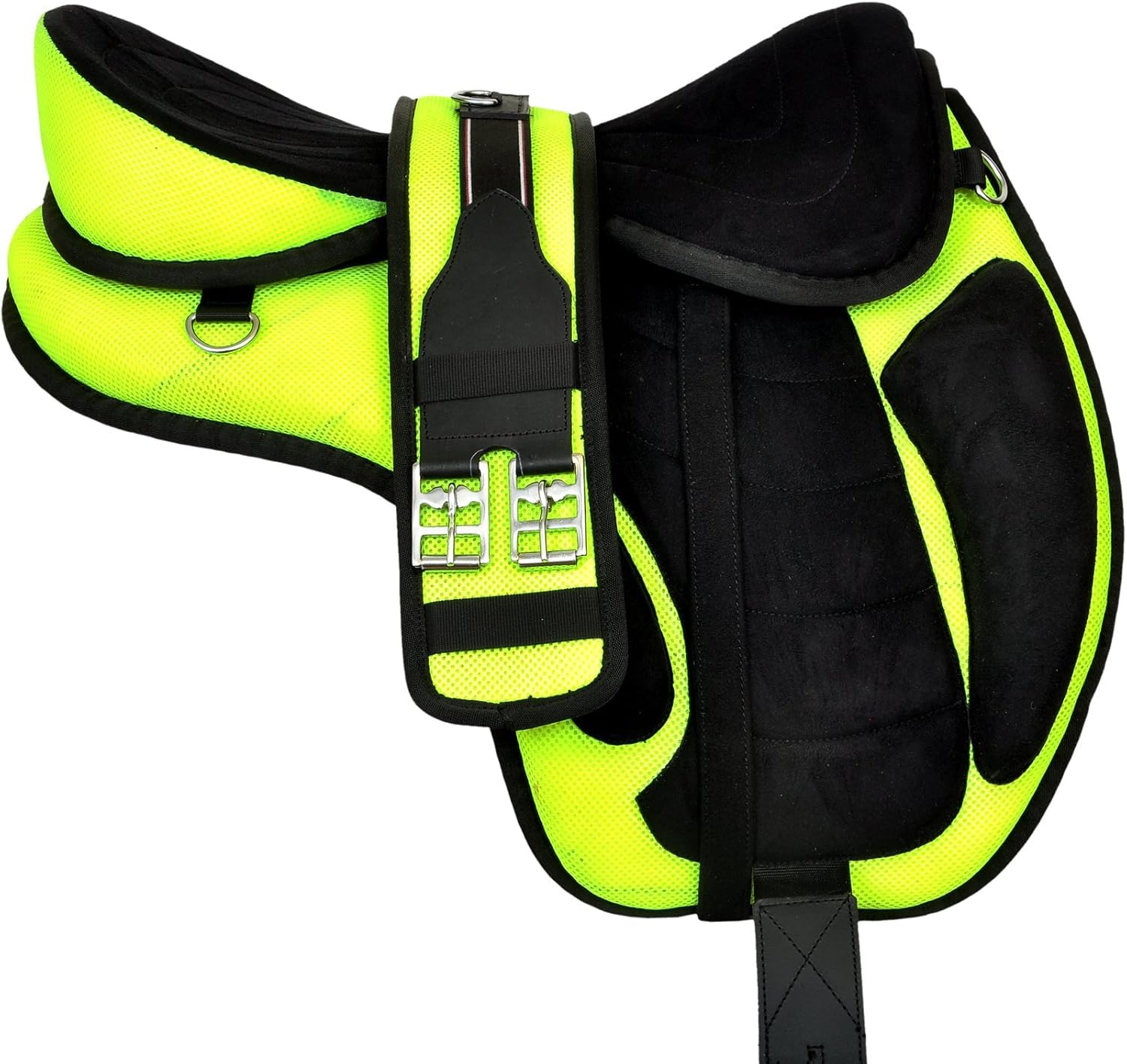 Green Treeless Horse Saddle Lightweight Synthetic With Stirrups