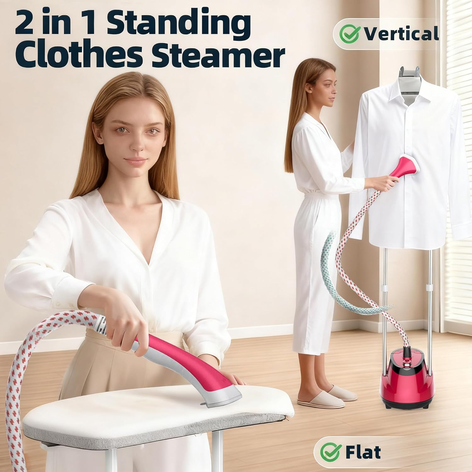 Upright Garment Steamer 2000W 2L Tank 10 Modes 30s Heat