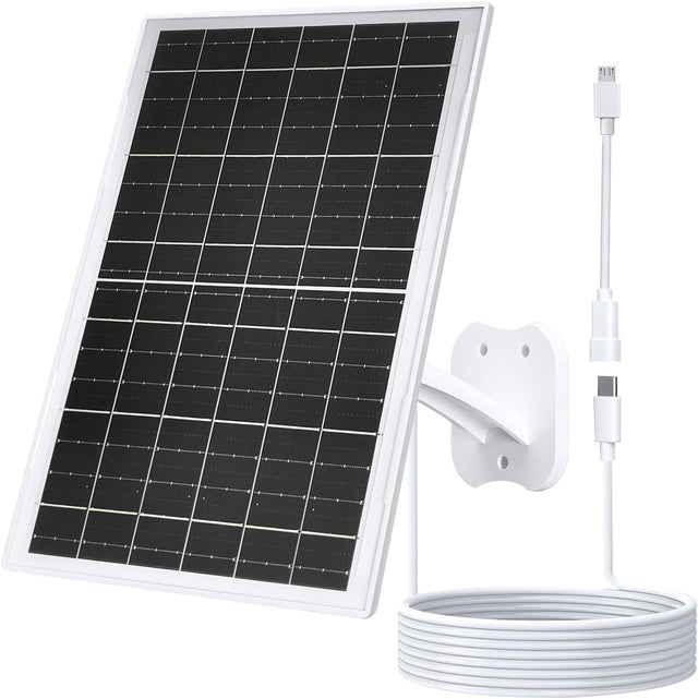 13W Solar Panel Camera Charger USB C IP65 10FT Cable