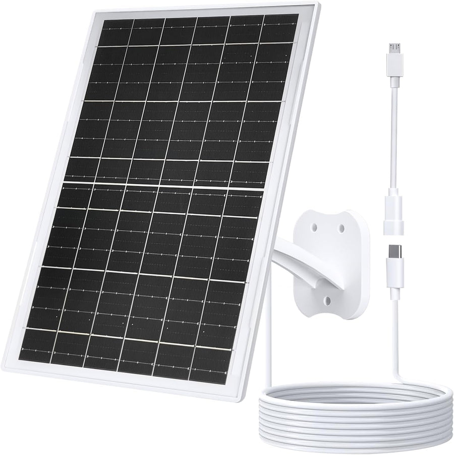 13W Solar Panel Camera Charger USB C IP65 10FT Cable