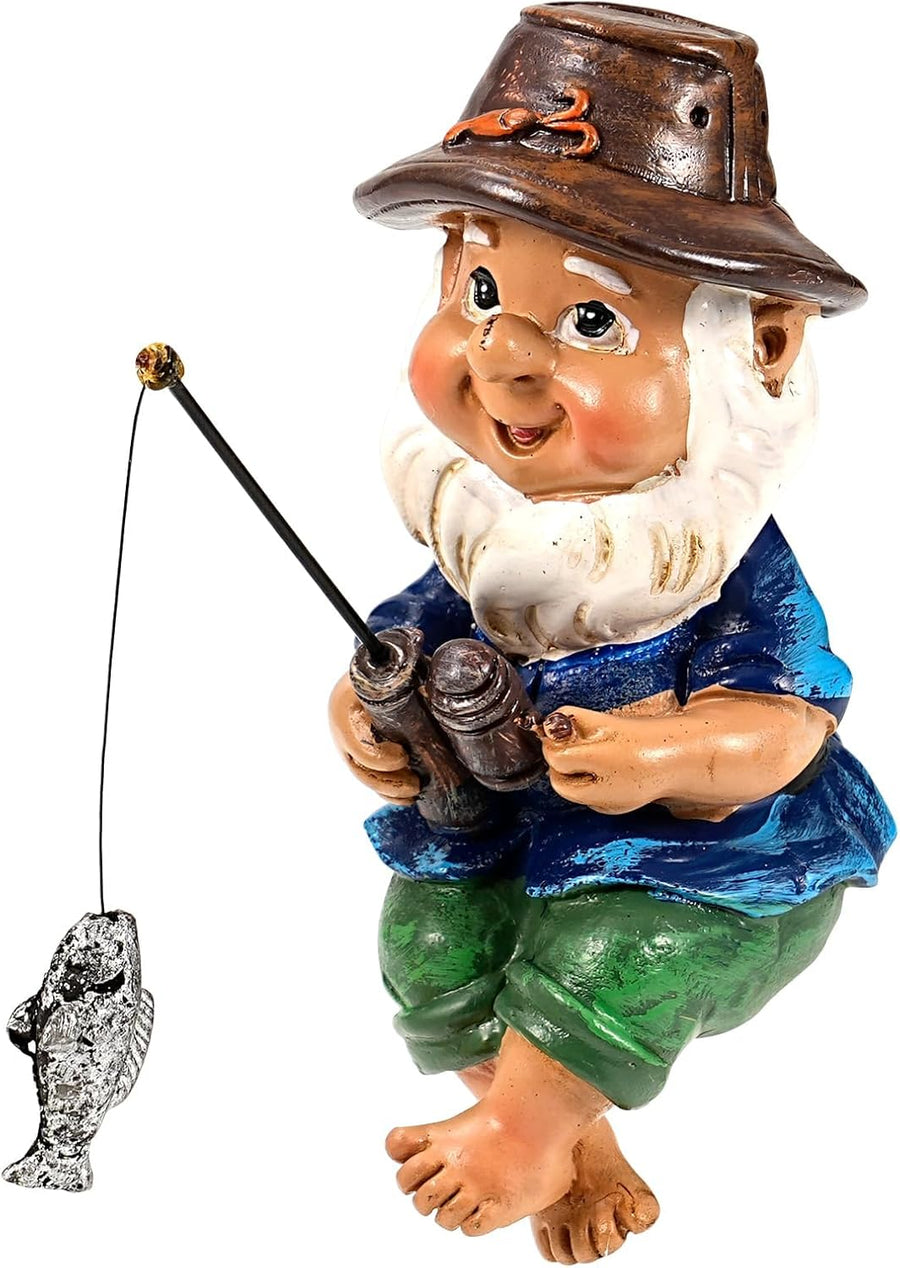Fishing Garden Gnome Resin Outdoor Pond Lawn Decor Statue
