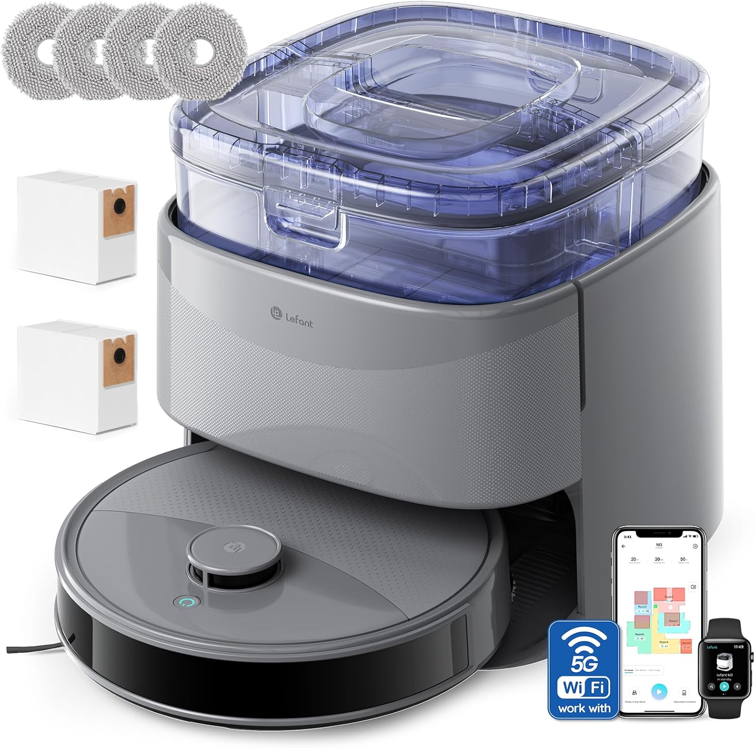 Robot Vacuum Mop 20000Pa Self Empty Wash Dry LiDAR