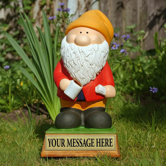 Personalised Garden Gnome Custom Name Gift Resin Ornament 15cm