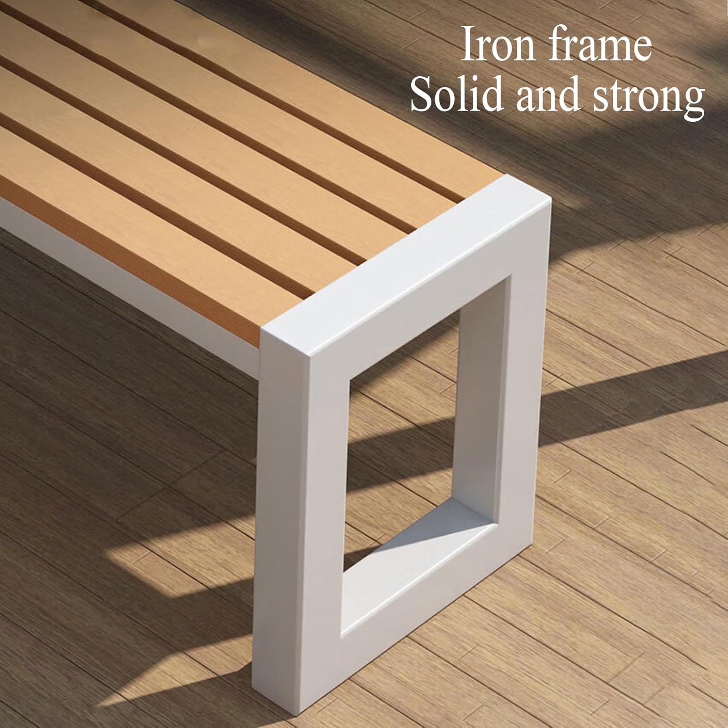 3 Seater Garden Bench Backless Outdoor Patio Seat Wood Metal 108cm