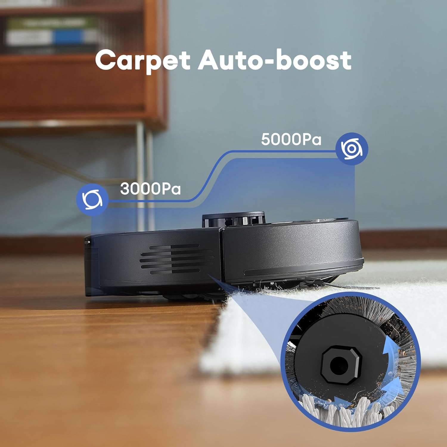 Robot Vacuum Mop 5000Pa LiDAR Mapping App Voice Control Pet Hair