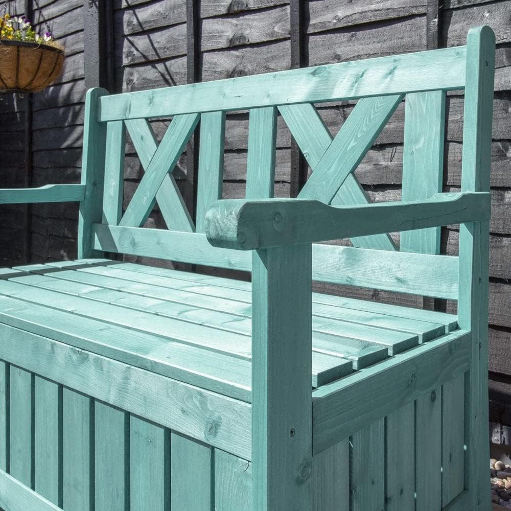Wooden Garden Storage Bench 110L Outdoor Seat with Chest