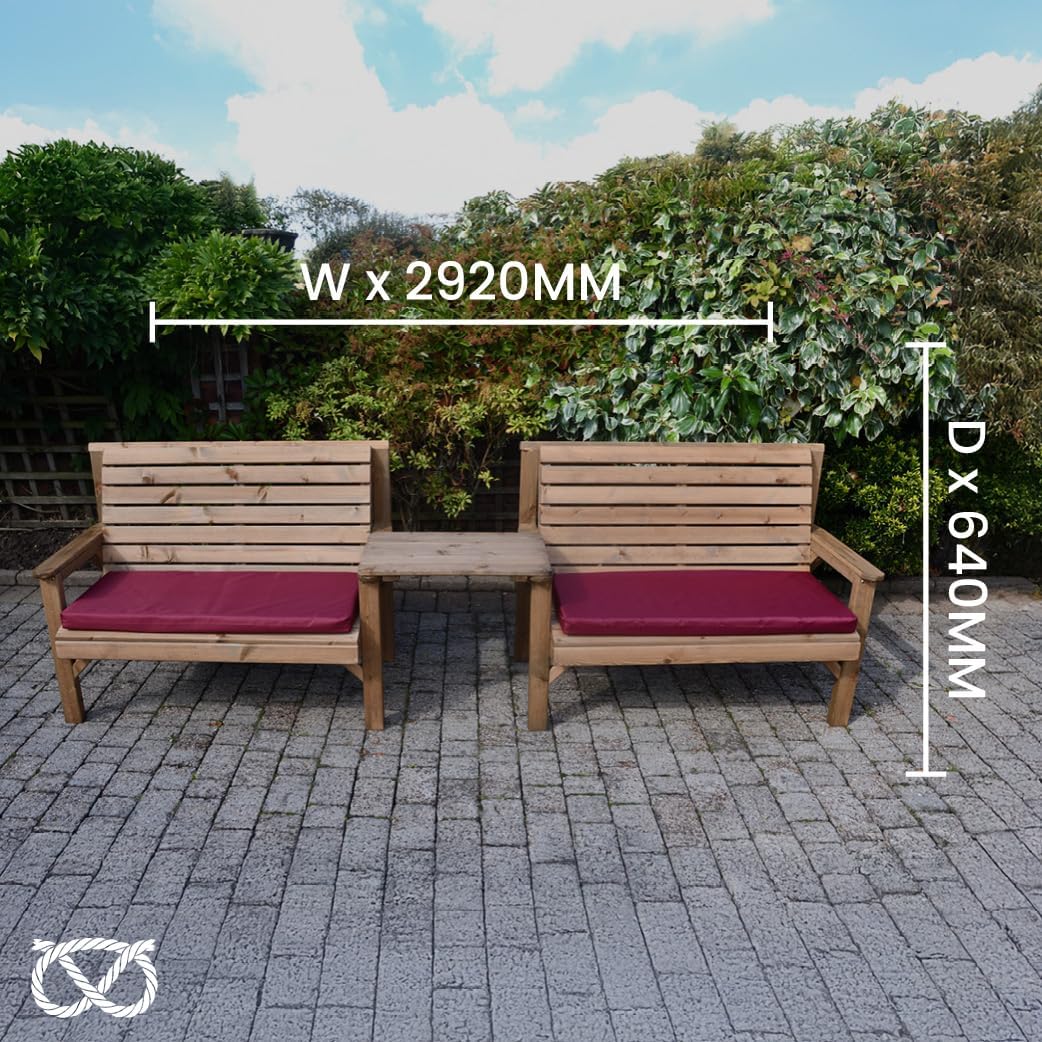 Wooden Garden Bench Set 2 Benches with Tray Patio Seating