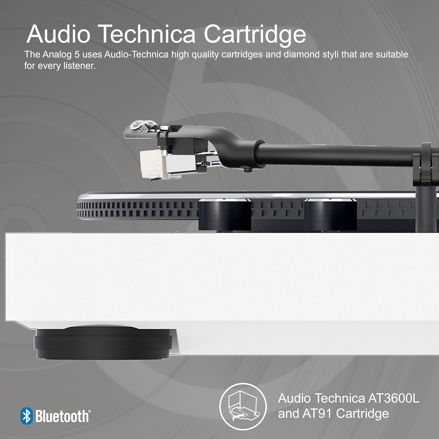Bluetooth Vinyl Record Player RCA Line Out White