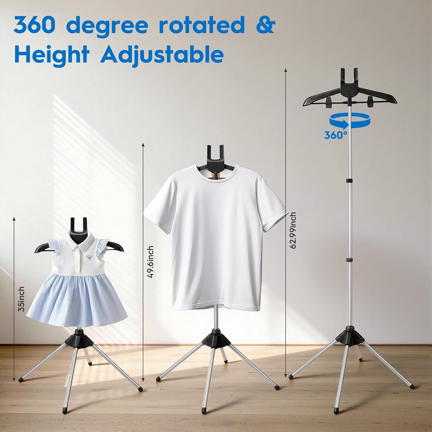 Garment Steamer Stand Adjustable Clothes Hanger 360 Rotating Portable