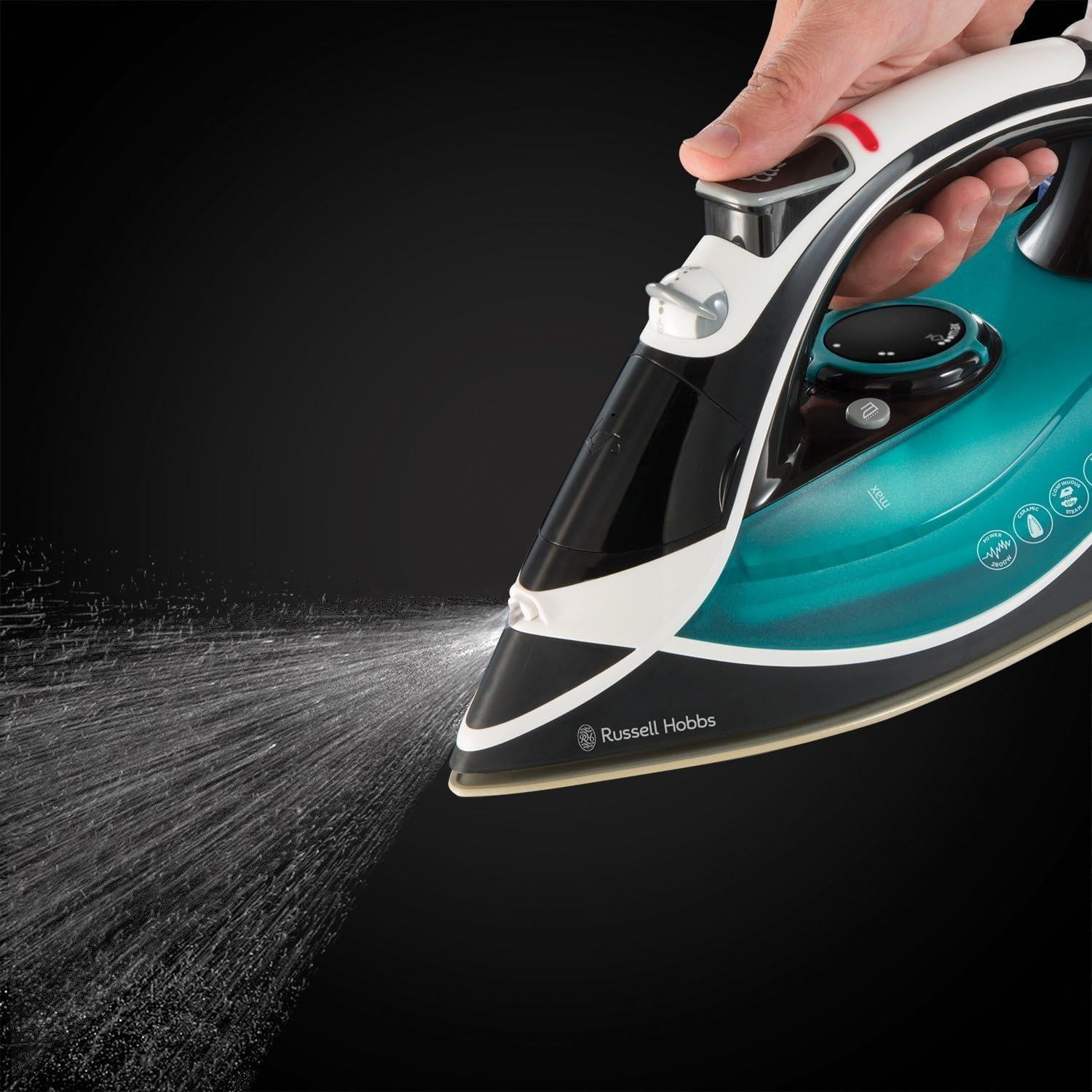 2600W Steam Iron 155g Steam Shot Ceramic Soleplate 60g Steam Auto Off
