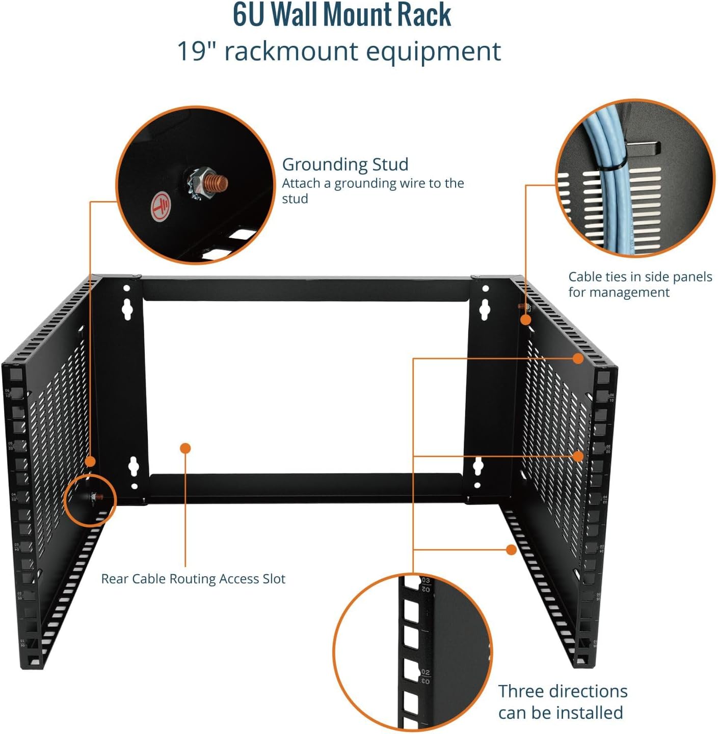 6U Wall Mount Network Rack 19 Inch Steel Patch Panel Bracket