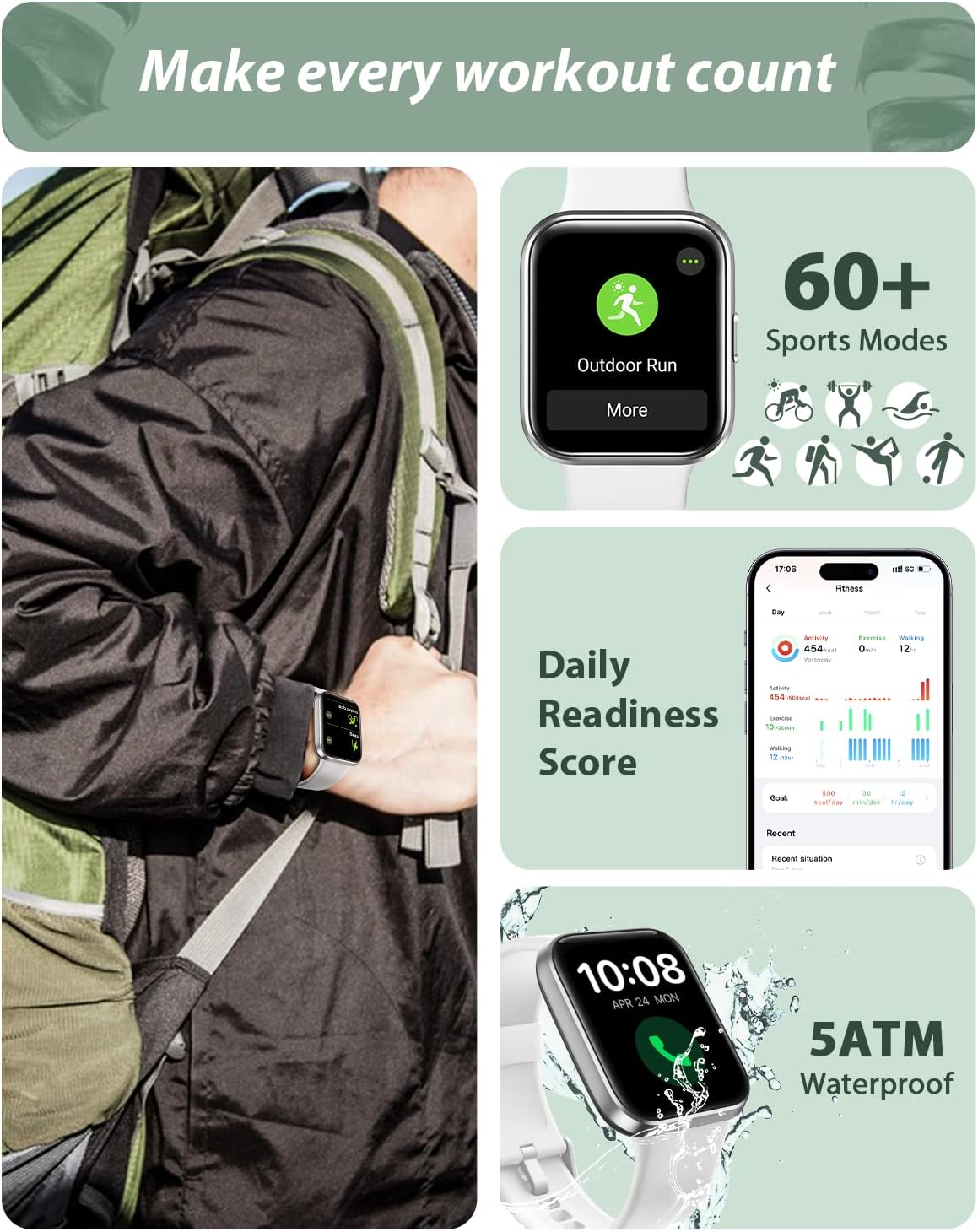 Unisex Smart Watch Bluetooth Call Alexa 120 Sports Waterproof
