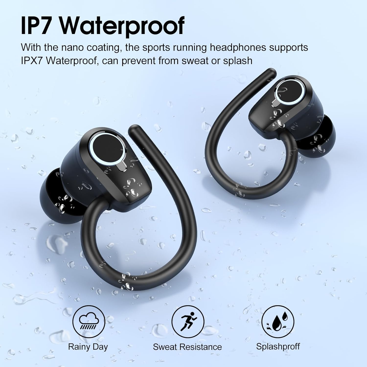 Wireless Sport Earbuds Bluetooth 5.3 ENC Mic 50H Battery LED