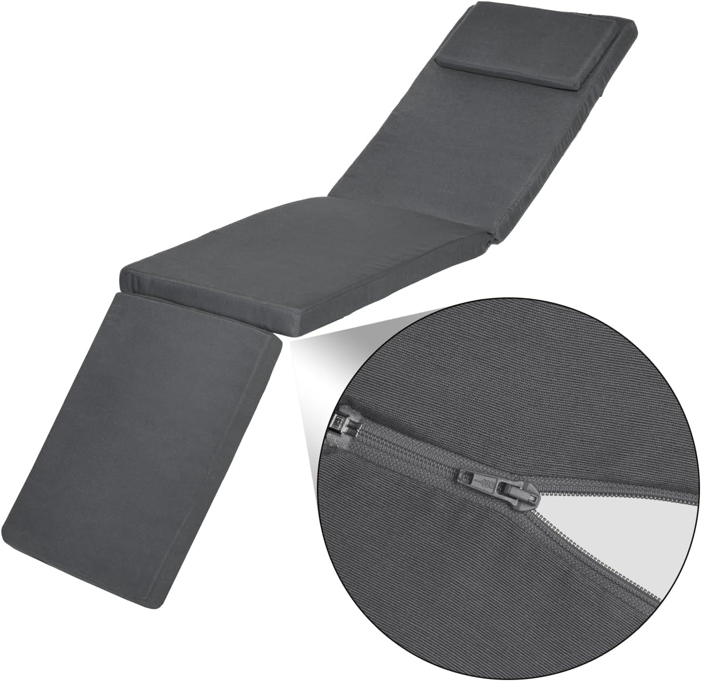 2 Pack Sun Lounger Cushion Pads 175x45x5cm Grey