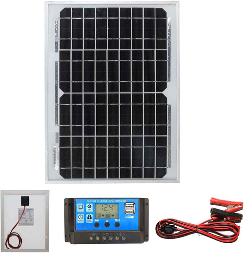 10W Solar Panel Battery Charging Kit Controller USB RV Boat