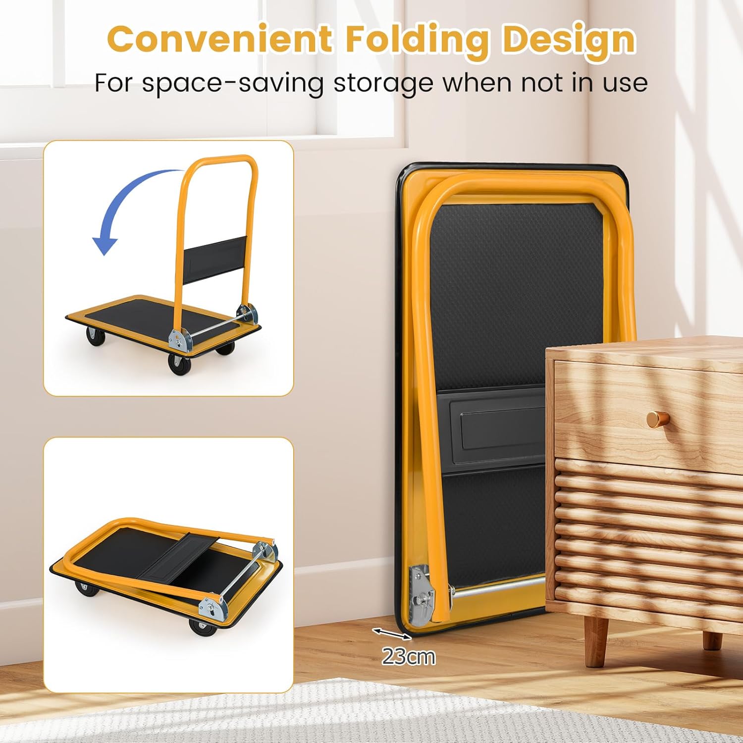 Portable 150KG Flatbed Push Cart Folding Platform Truck