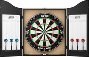 Dart Board Cabinet Set Bristle Board 2 Steel Tip Darts Scoreboard
