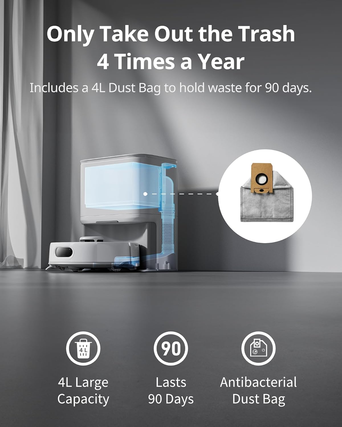 Mini Robot Vacuum Self Empty 90 Day LiDAR Mapping Quiet Clean