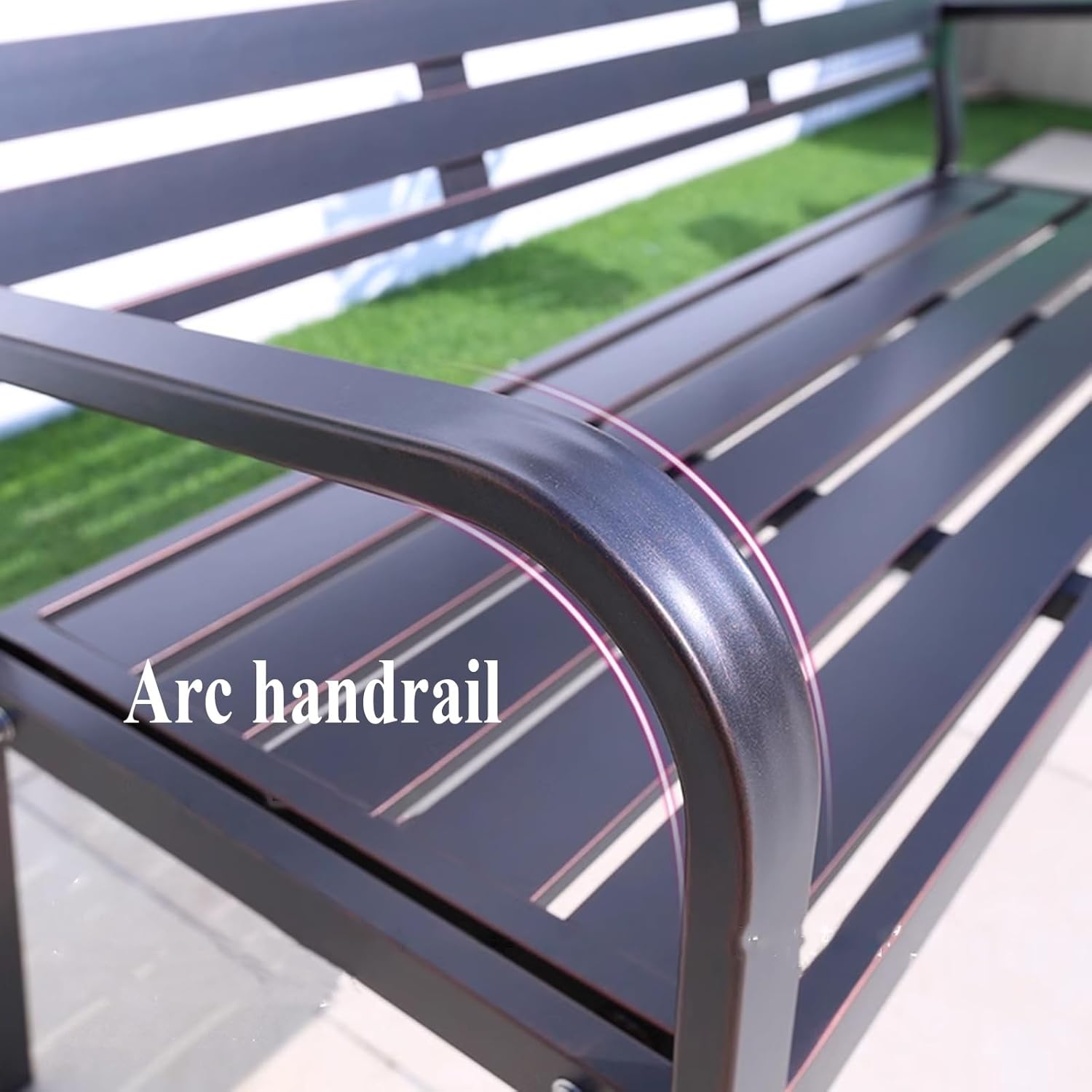 125cm Metal Garden Bench Weatherproof Outdoor Patio Park Seat