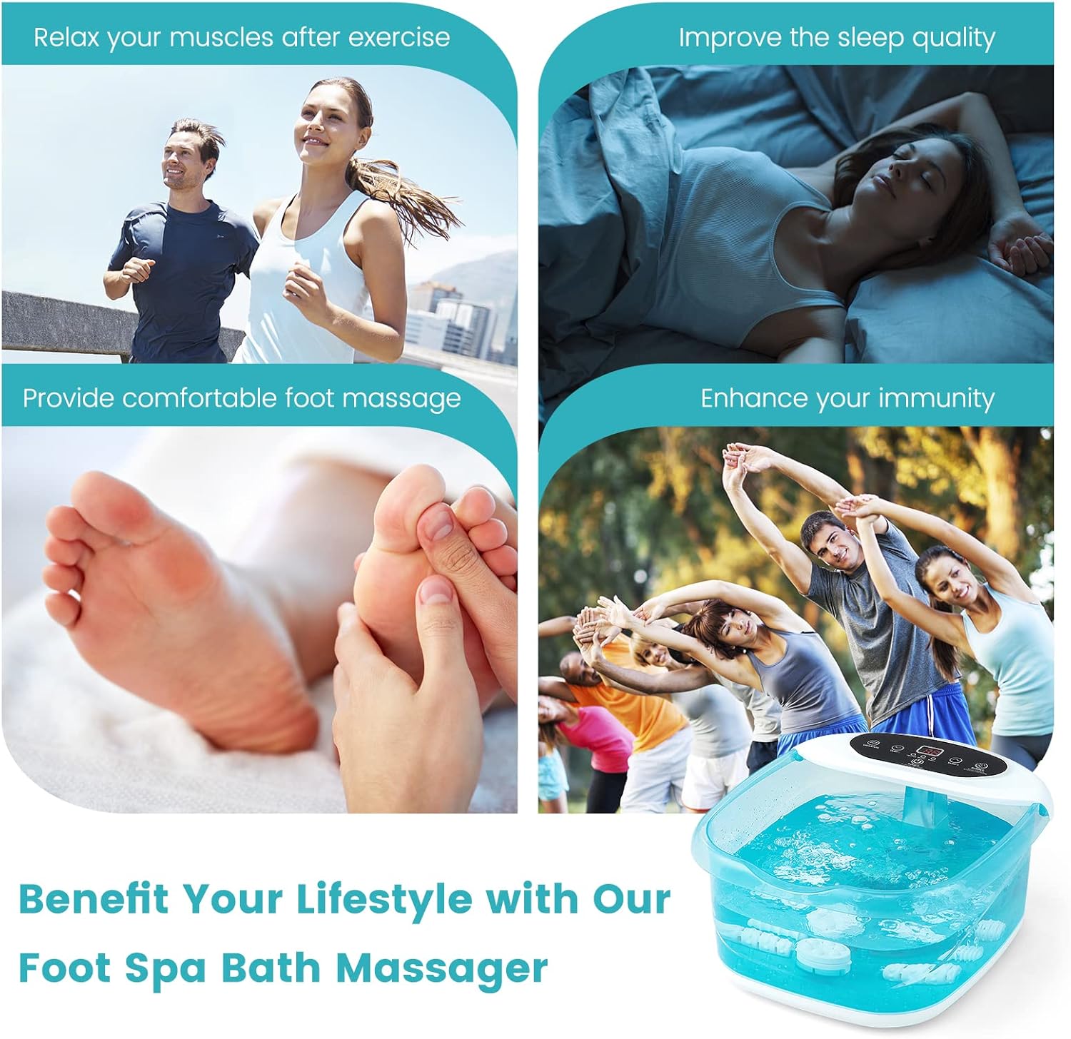 Electric Foot Spa Bath Heater Bubble Massage Roller Pedicure Tub
