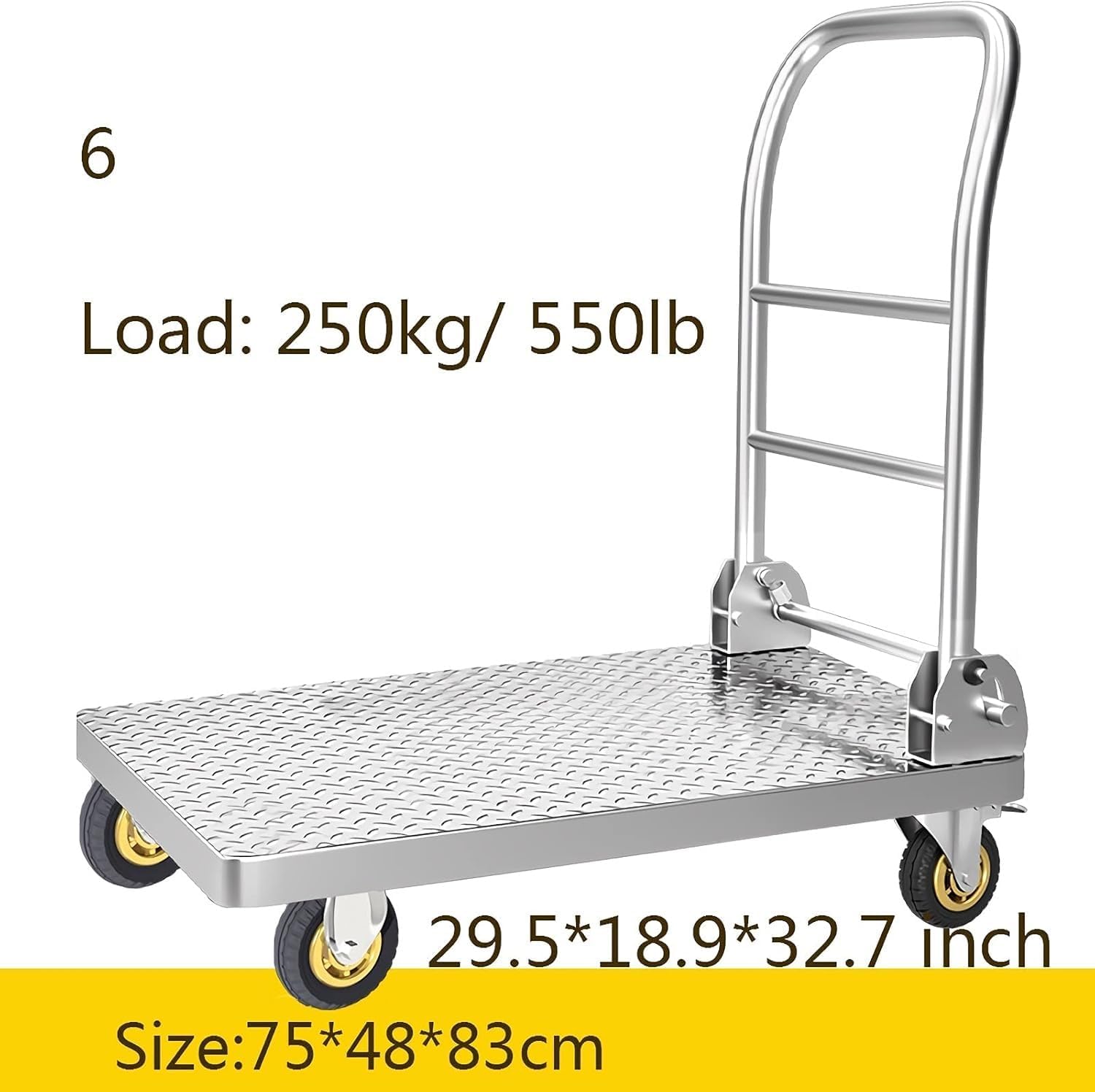 Heavy Duty Steel Flatbed Trolley Folding Push Cart Red