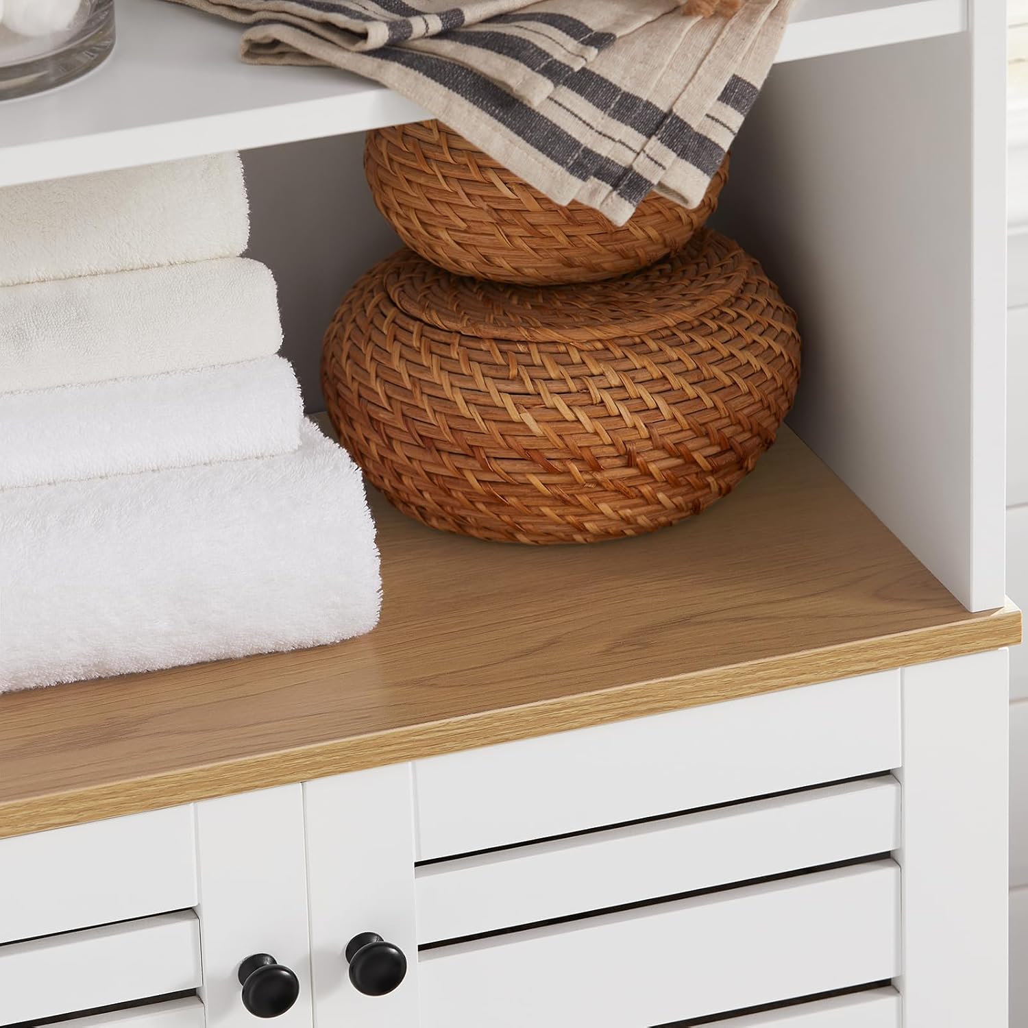 Tall Bathroom Storage Cabinet Adjustable Shelf Unit White