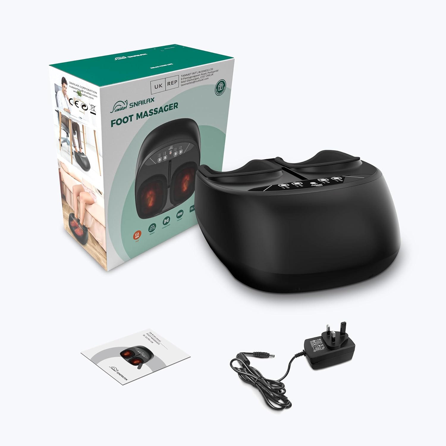 Shiatsu Foot Massager Heat Compression Vibration Deep Kneading Pain