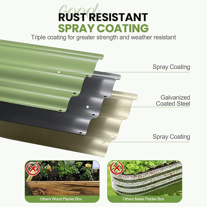 Adjustable Metal Raised Garden Bed Kit Green 3 In 1