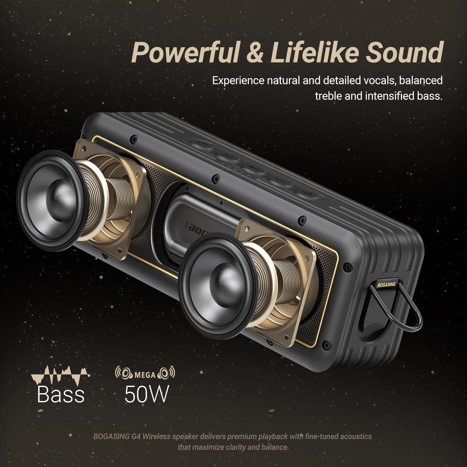 Portable Bluetooth Speaker 50W Deep Bass IPX7 Waterproof 24H Play