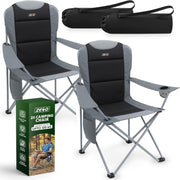 Set of 2 Camping Chairs Padded Steel Frame Black