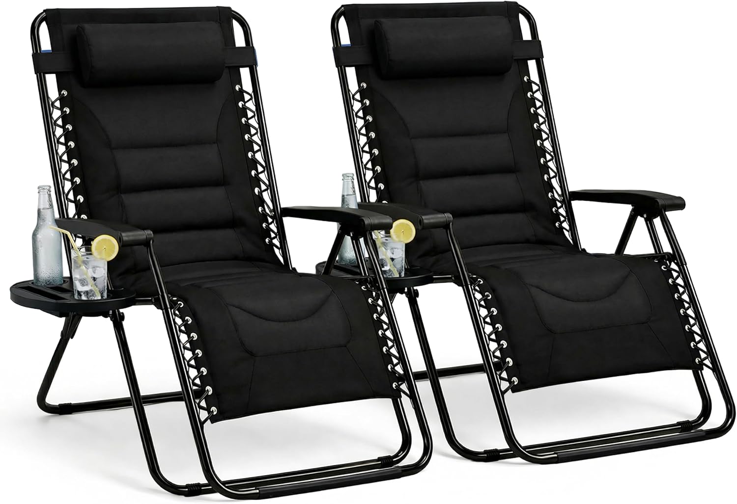 Zero Gravity Chairs Set of 2 Padded Reclining Sun Loungers