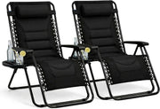 Zero Gravity Chairs Set of 2 Padded Reclining Sun Loungers