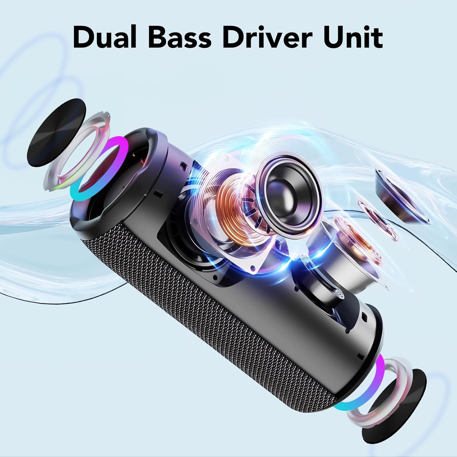 Portable Bluetooth Speaker 30W Stereo Waterproof RGB Lights