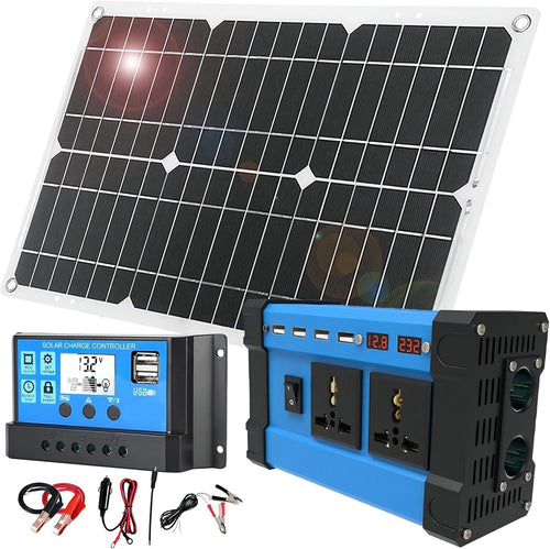 500W Car Power Inverter Solar Panel Kit 30A Controller USB RV Boat