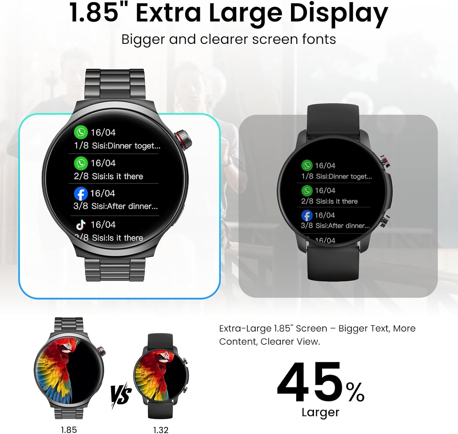 Mens Ultra Large Smart Watch 120 Day Battery Calls
