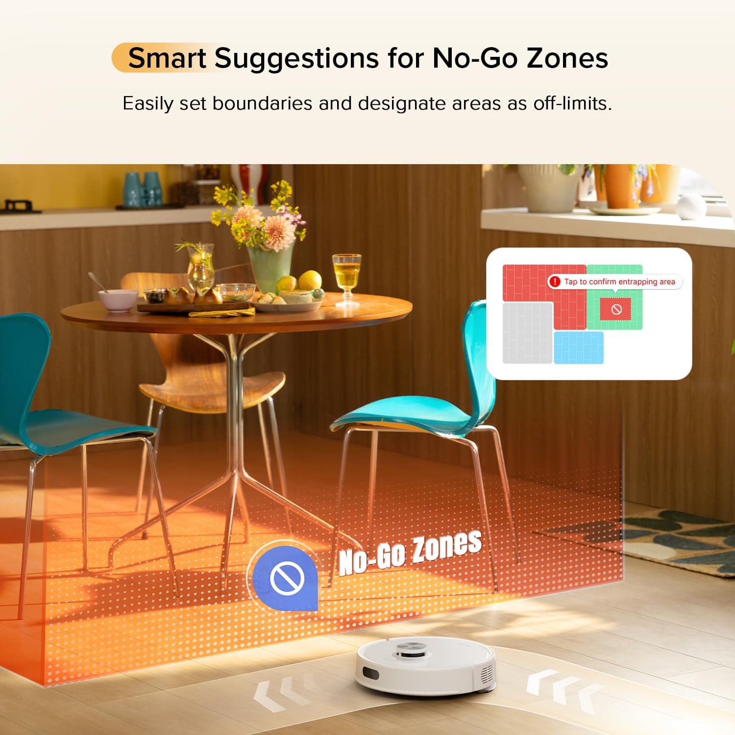 Robot Vacuum Mop 10000Pa LiDAR Mapping App Control Pet Hair