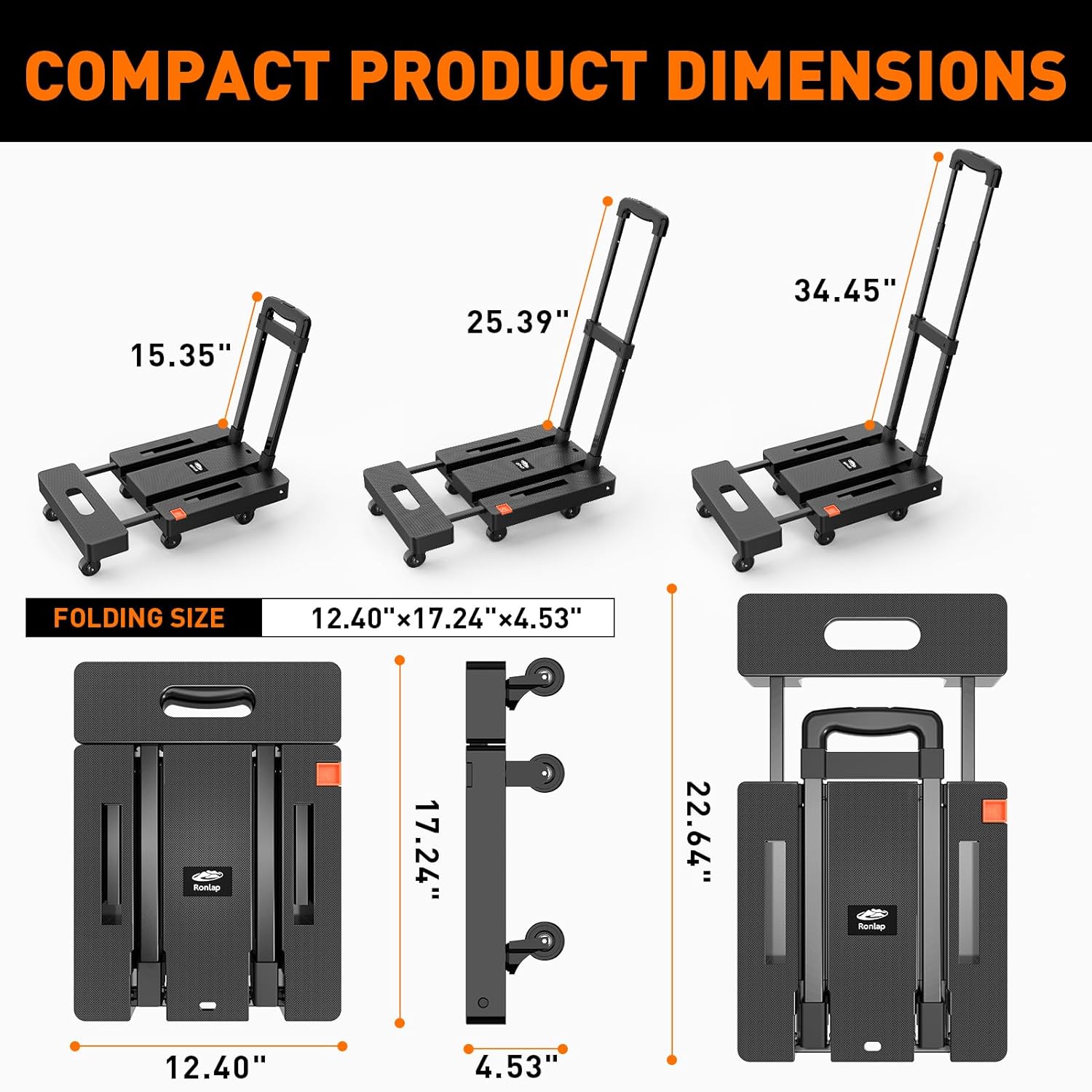 Folding Hand Truck Dolly 225KG 6 Wheel Utility Cart
