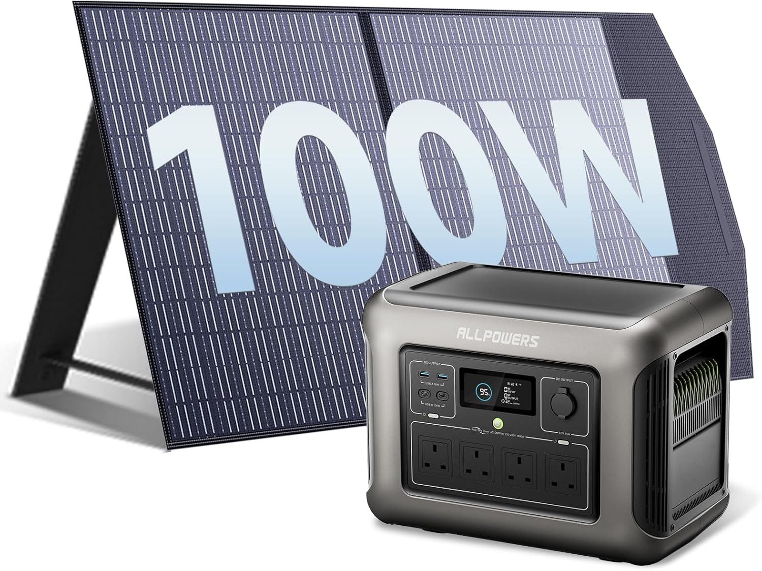 1600W Portable Power Station 1056Wh With 100W Solar Panel